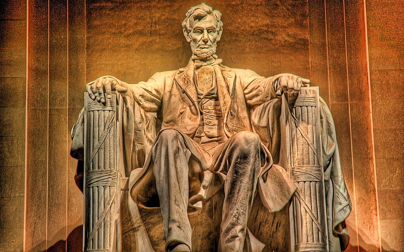 Abraham Lincoln, monument, washington, landmark, president, lincoln, america, HD wallpaper