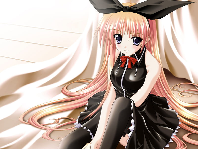 Anime The Girl In The Black Jpg Girl Black Cute Sitting Hd Wallpaper Peakpx