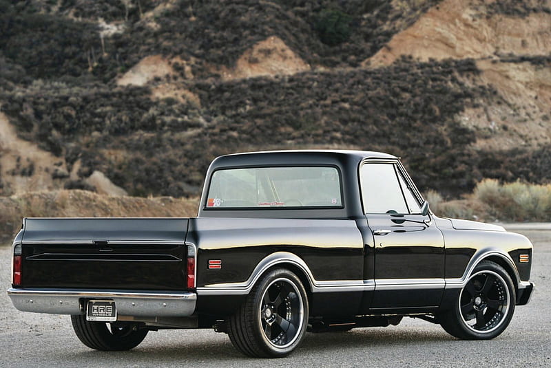 1968-Chevy-C10, Classic, Black, GM, Truck, HD wallpaper