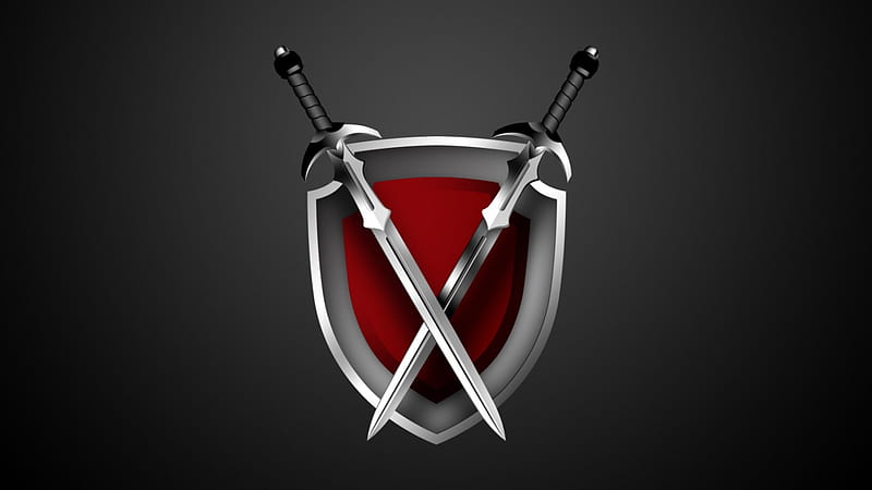 Sword and Shield, weapons, gradient background, shield, graphics, weaponry, sword, vector, HD wallpaper