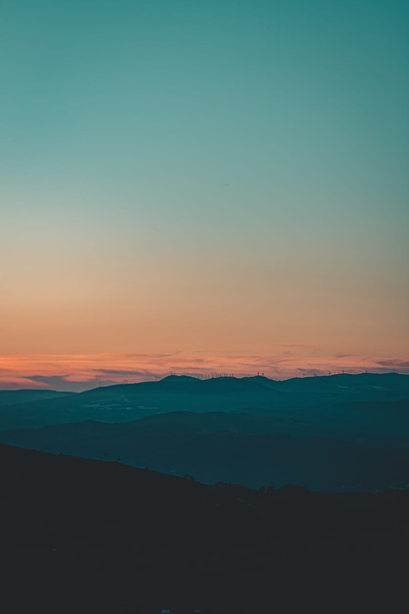 hills, sunset, sky, HD phone wallpaper