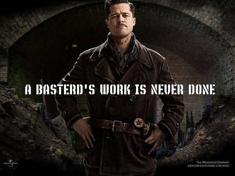 A basterd's work is never done, Basterds, Inglourious Basterds, Brad Pitt, Inglourious, HD wallpaper