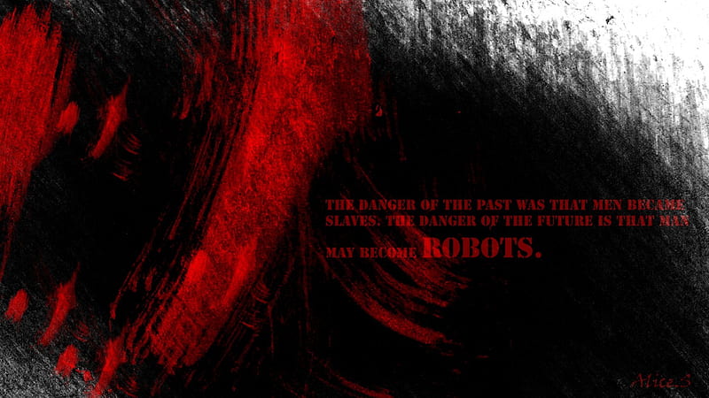 Slaves or robots, black, red, robots, Slaves, HD wallpaper