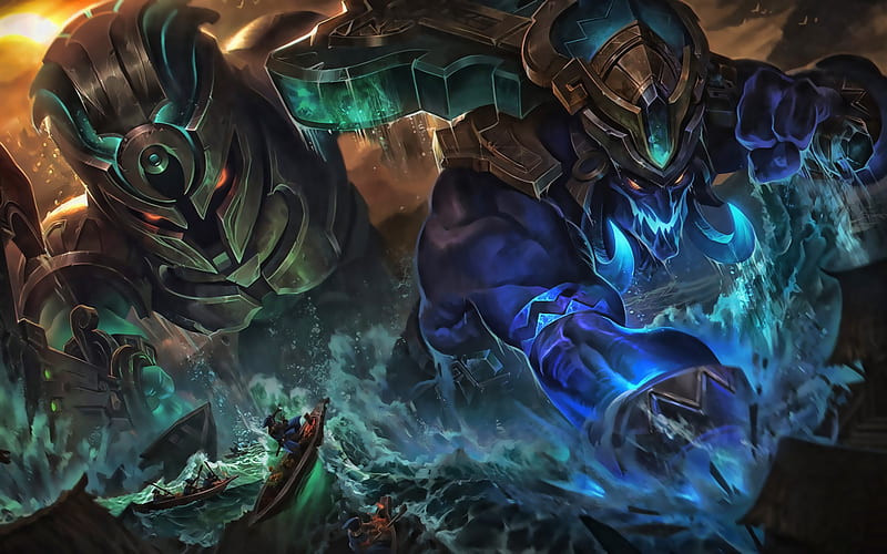 Nautilus and Trundle, artwork, MOBA, League of Legends, warriors, League of Legends characters, Nautilus, Trundle, HD wallpaper