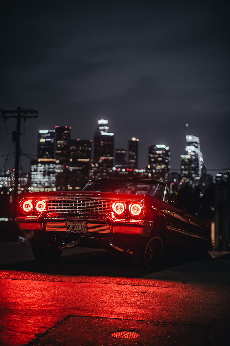 car, old, tuning, light, red, HD phone wallpaper
