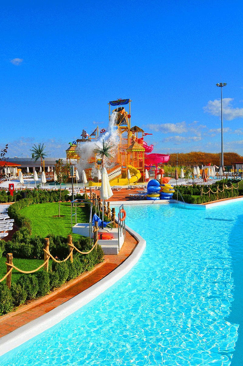 Divertiland Park, pool, relaxation, water park, HD phone wallpaper