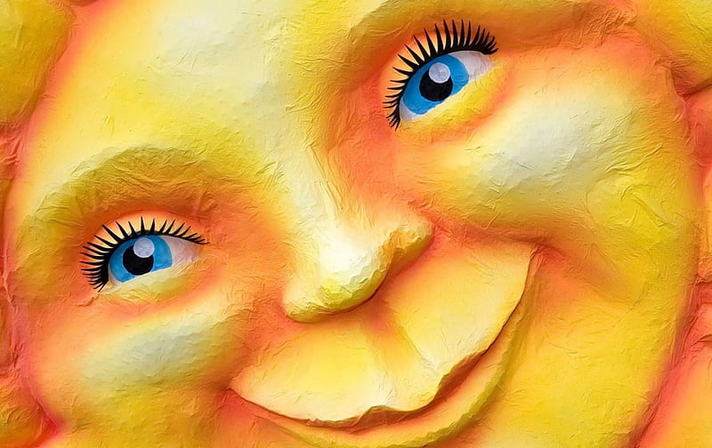 Sun, art, eye, yellow, graffiti, North Rhine-Westphalia, carnival, Germany, Cologne, blue, HD wallpaper