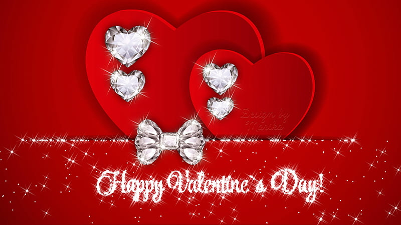 Happy Valentines Day Word With White Stone Hearts Happy Valentines Day, HD wallpaper