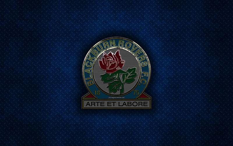 Blackburn Rovers FC, English football club, blue metal texture, metal logo, emblem, Blackburn, England, EFL Championship, creative art, football, HD wallpaper