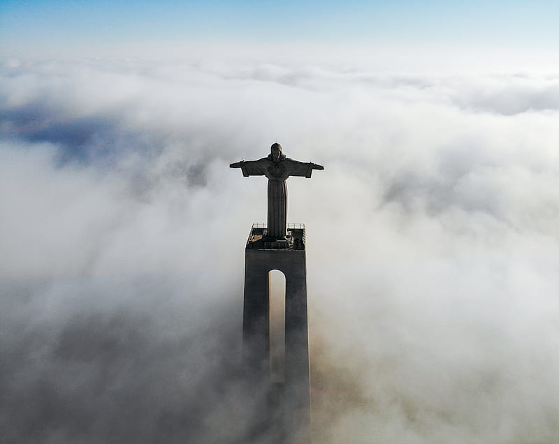 Christ Redeemer covered with clouds at daytime, HD wallpaper