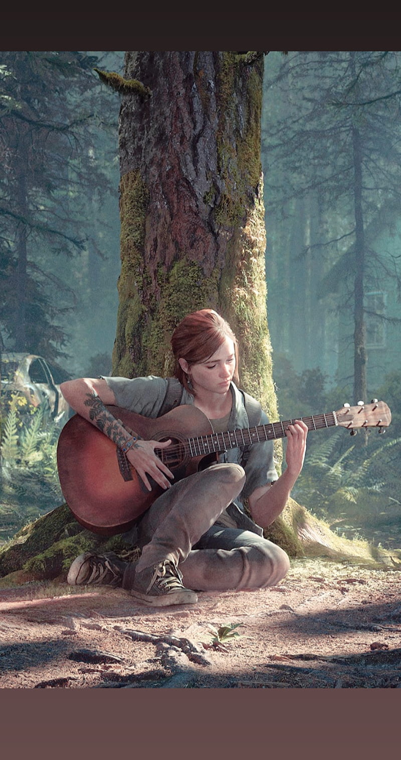 Wallpaper ellie, guitar play, the last of us, video game art