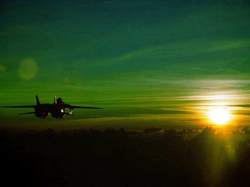 Carribean Sunset, fighter, recon, carrier, jet, wing, HD wallpaper