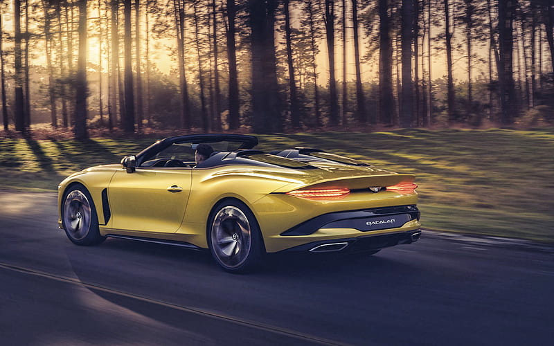 Bentley Mulliner Bacalar, 2021, exterior, rear view, luxury yellow convertible, new yellow Mulliner, tuning Mulliner, British cars, Bentley, HD wallpaper