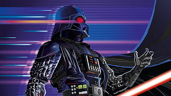 Darth Vader Sith In Blue Stripes Background Star Wars Darth Vader, HD wallpaper