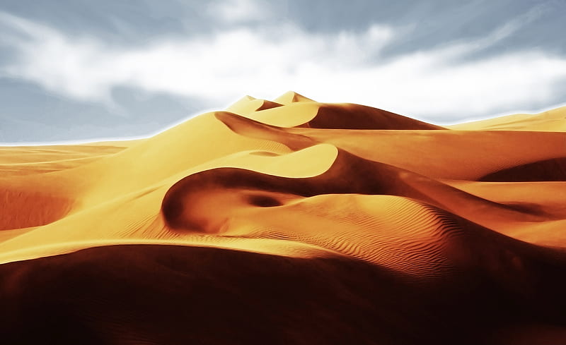 Desert Sand Dunes Landscape Ultra, Nature, Desert, Sand, Golden, Dune, HD wallpaper