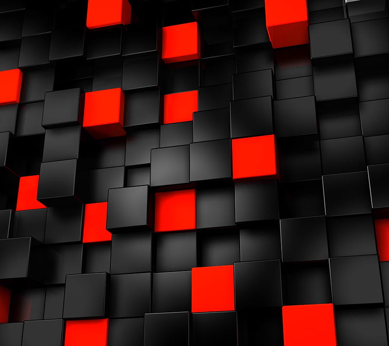 Black And Red Cubes, awesome, love, HD wallpaper | Peakpx
