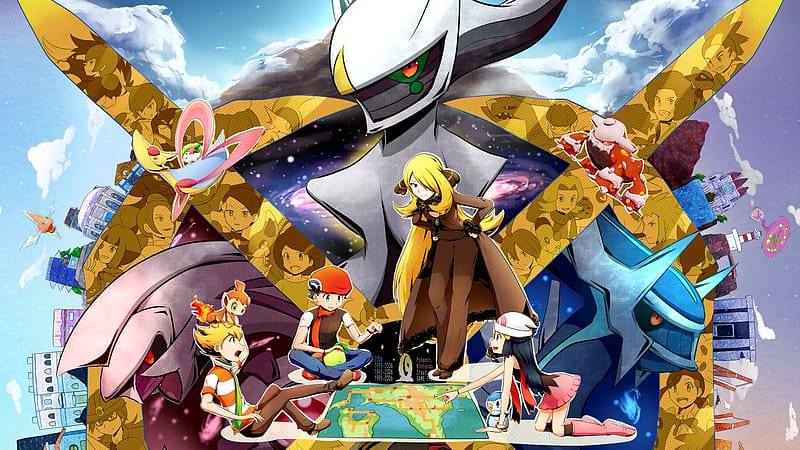 Pokémon, Video Game, Abomasnow (Pokémon), Infernape (Pokémon), Piplup (Pokémon), Dawn (Pokémon), Pokémon: Diamond And Pearl, Cynthia (Pokémon), Arceus (Pokémon), Dialga (Pokémon), Cresselia (Pokémon), Heatran (Pokémon), Palkia (Pokémon), Shaymin (Pokémon), Glaceon (Pokémon), Turtwig (Pokémon), Barry (Pokémon), Garchomp (Pokémon), Buizel (Pokemon), Chimchar (Pokémon), Drifblim (Pokémon), Gallade (Pokémon), Glameow (Pokemon), Gliscor (Pokémon), Hippowdon (Pokémon), Luxray (Pokémon), Mismagius (Pokemon), Rampardos (Pokémon), Riolu (Pokémon), Roserade (Pokémon), Rotom (Pokémon), Spiritomb (Pokémon), Vespiquen (Pokémon), Lucas (Pokemon), Flint (Pokémon), Gardenia (Pokemon), Team Galactic, Aaron (Pokemon), Bertha (Pokemon), Byron (Pokemon), Candice (Pokemon), Fantina (Pokemon), Roark (Pokemon), Volkner (Pokemon), HD wallpaper