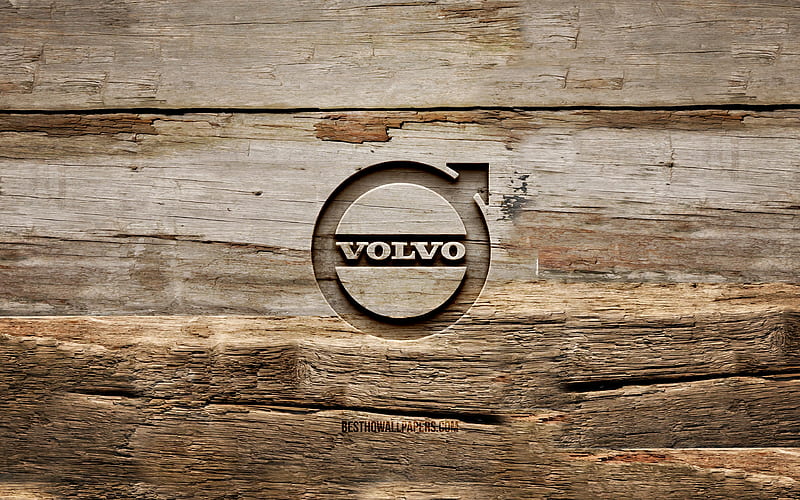 Volvo wooden logo wooden backgrounds, cars brands, Volvo logo, creative, wood carving, Volvo, HD wallpaper