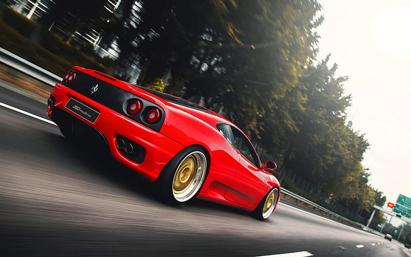 Ferrari 360 Modena, road, supercars, motion blur, 360 Modena, italian cars, Ferrari, HD wallpaper