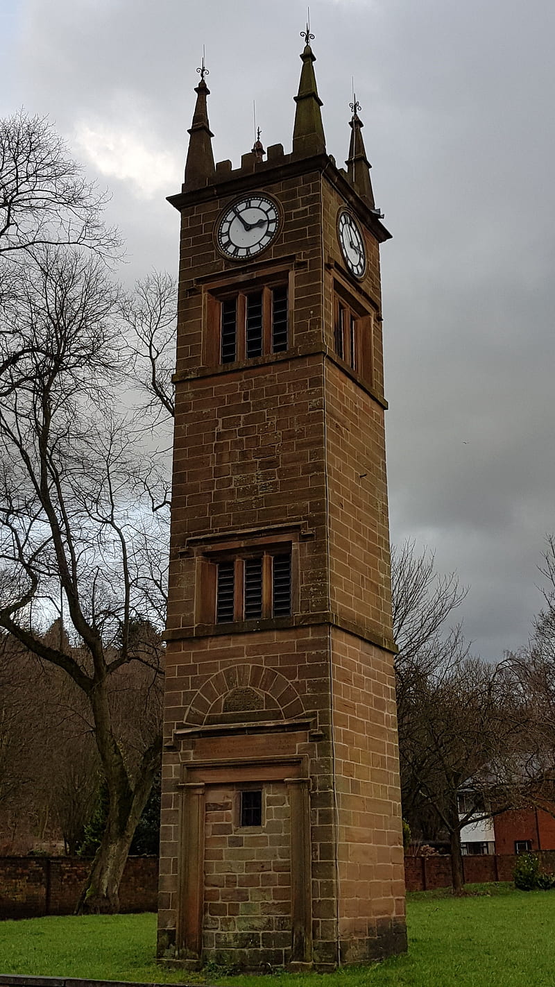 Clock tower zk, bricks, church, clock, tower, HD phone wallpaper