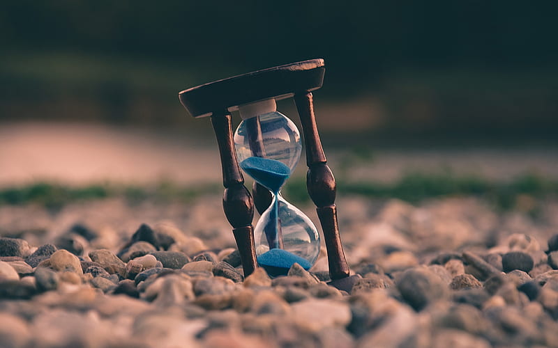 hourglass time concept, close-up, clock, stones, HD wallpaper