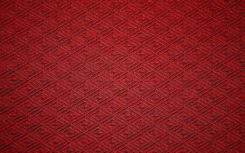 fabric texture vintage, rhombuses, red cloth, HD wallpaper