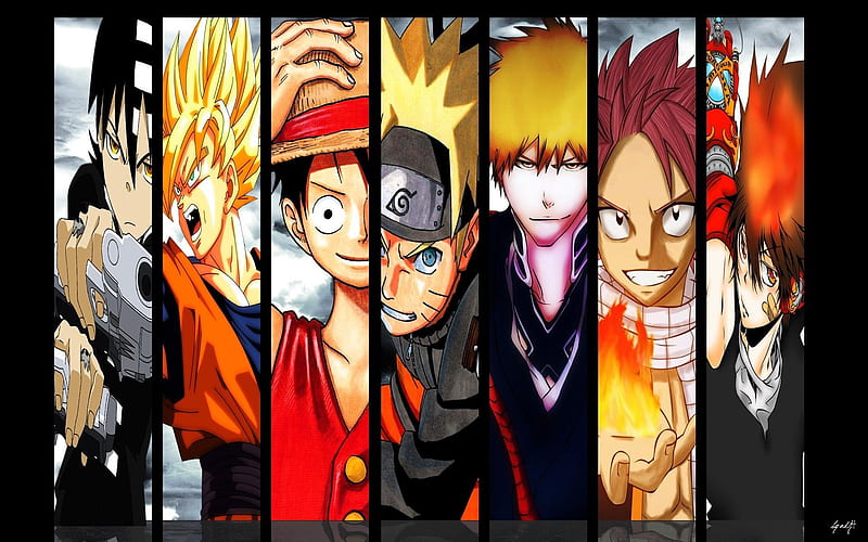 Anime Collage DBZ One Piece Naruto, HD wallpaper