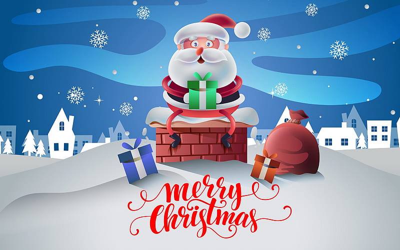 Christmas background winter landscape and 3d cute Vector Image
