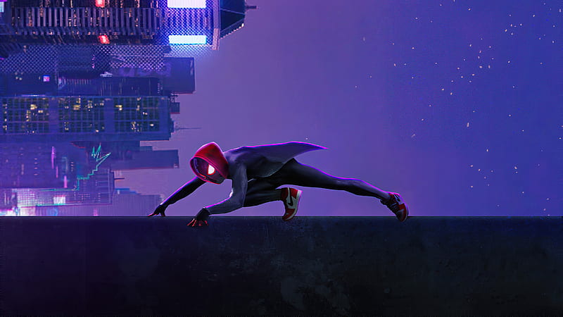 Spider Verse Miles City, spiderman, superheroes, artwork, artist, artstation, HD wallpaper