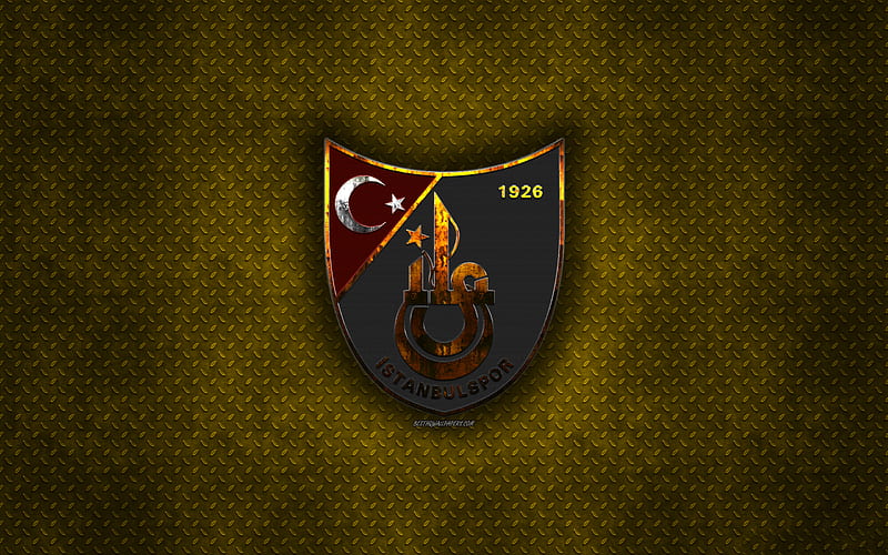 Istanbulspor AS, Turkish football club, yellow metal texture, metal logo, emblem, Istanbul, Turkey, TFF First League, 1 Lig, creative art, football, HD wallpaper