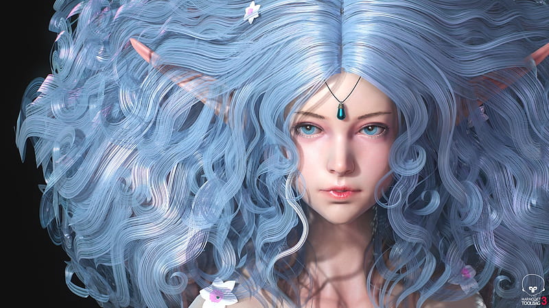 Elf Frumusete Fantasy Luminos Girl Face Roh Seung Hoon Blue Jewel Hd Wallpaper Peakpx