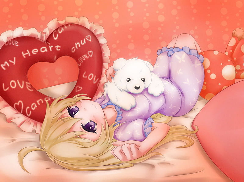 My Heart Chu♡ Love Love♡ Candy Love♡, blond, bedroom, bed, anime, love, hot,  HD wallpaper | Peakpx