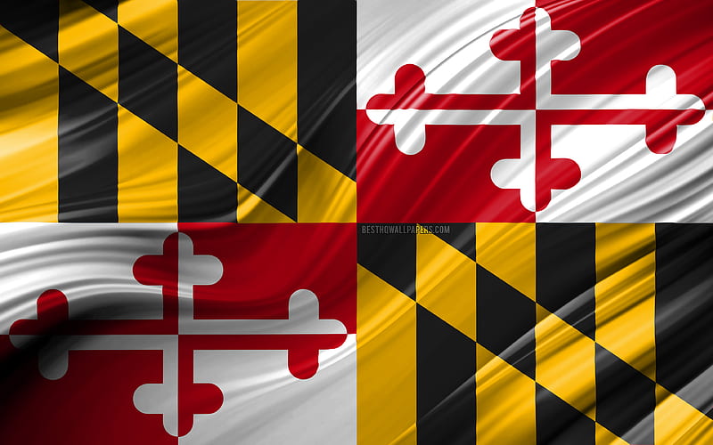 Maryland flag, american states, 3D waves, USA, Flag of Maryland, United States of America, Maryland, administrative districts, Maryland 3D flag, States of the United States, HD wallpaper