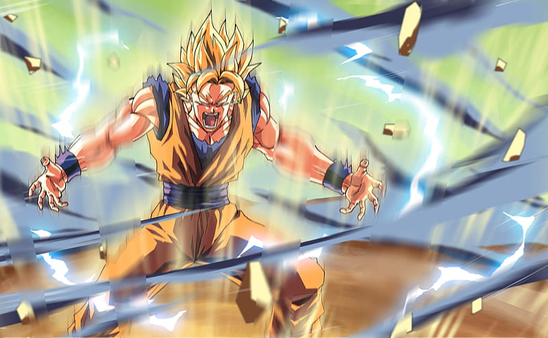 Goku Charging Up, goku, super sayain, HD wallpaper