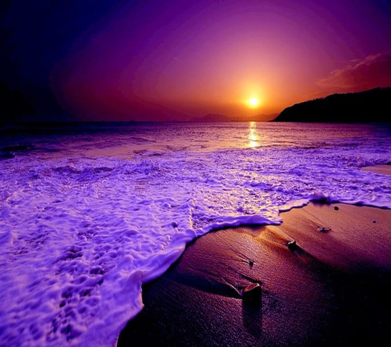 Amazing Sunset, beach, wave, HD wallpaper