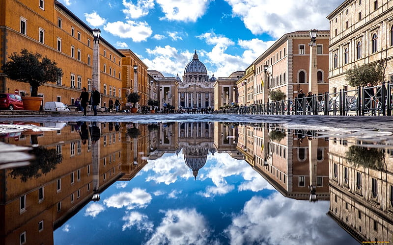 Vaticano, roma, vaticano, agua, casas, roma, reflexión, basílica, nubes,  Fondo de pantalla HD | Peakpx