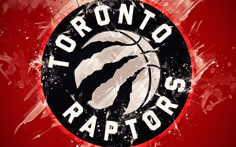Toronto Raptors grunge art, logo, Canadian basketball club, red grunge background, paint splashes, NBA, emblem, Toronto, Ontario, Canada, USA, basketball, Eastern Conference, National Basketball Association, HD wallpaper