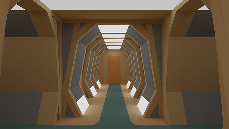 Starship Corridor, Enterprise, sfrederick2, 3d, Star Trek, cg, TNG, Corridor, HD wallpaper
