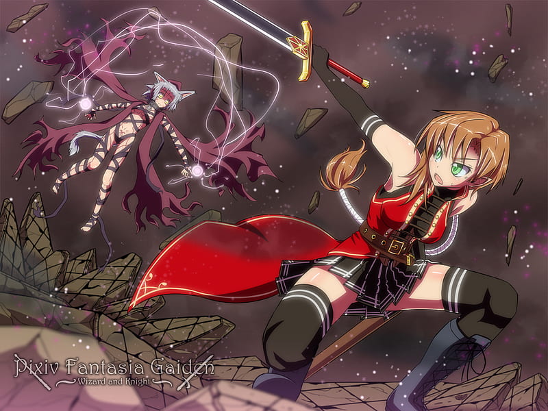 Pixiv Fantasia: Wizard and Knight, cool, girl, anime, pixiv fantasia, weapon, sexy, sword, HD wallpaper