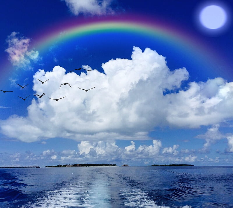Rainbow, clouds, HD wallpaper