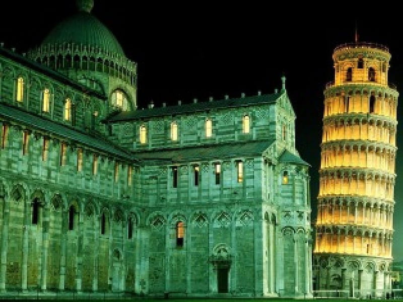 Lighted Pisa., pisa, the, nice, looks, HD wallpaper