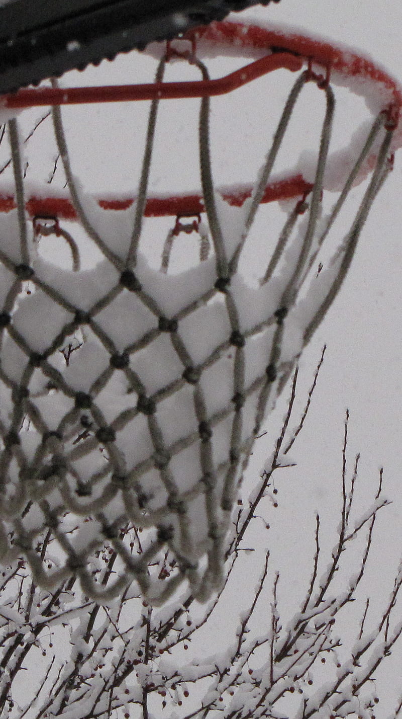 winter basketball, hoops, rim, snow, storm, weather, HD phone wallpaper