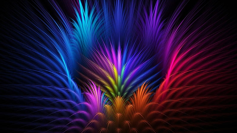 Colorful Feathers, red, colorful, orange, yellow, green, purple, pink, feathers, blue, HD wallpaper