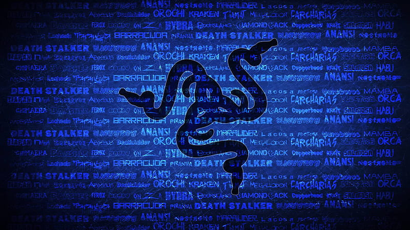 Blue Razer Logo In Blue Words Background Razer, HD wallpaper