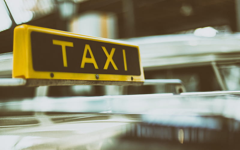 Taxi, yellow taxi sign on the roof, taxi sign, taxi concepts, passenger transportation, HD wallpaper