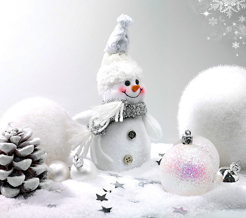 White Christmas, decoration, merry, snowman, HD wallpaper