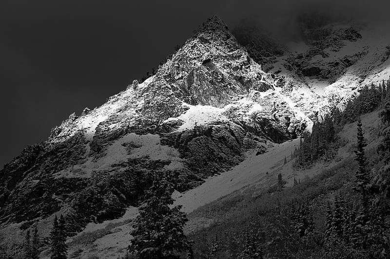 Mountains, Mountain, Black & White, HD wallpaper