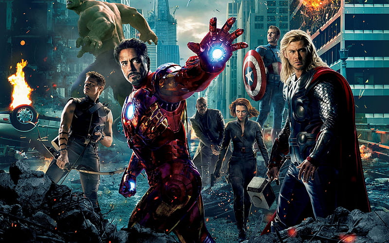 Avengers, black, captain, hawk, hulk, iron, man, scarlet, thor, widow, HD wallpaper
