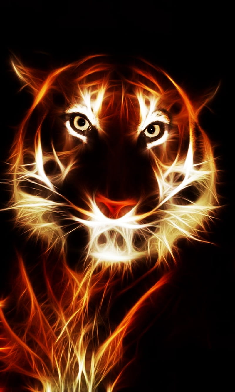 Neon Tiger, leopard, lion, HD phone wallpaper