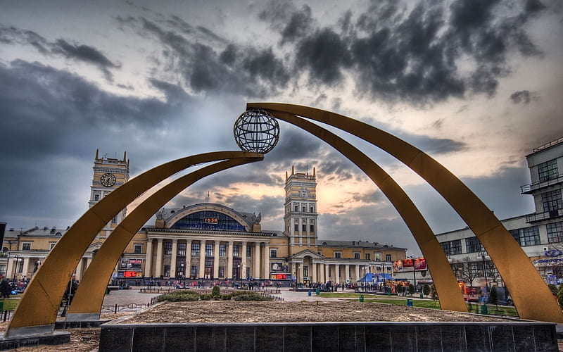 ukraine, area, kharkov, train station, HD wallpaper